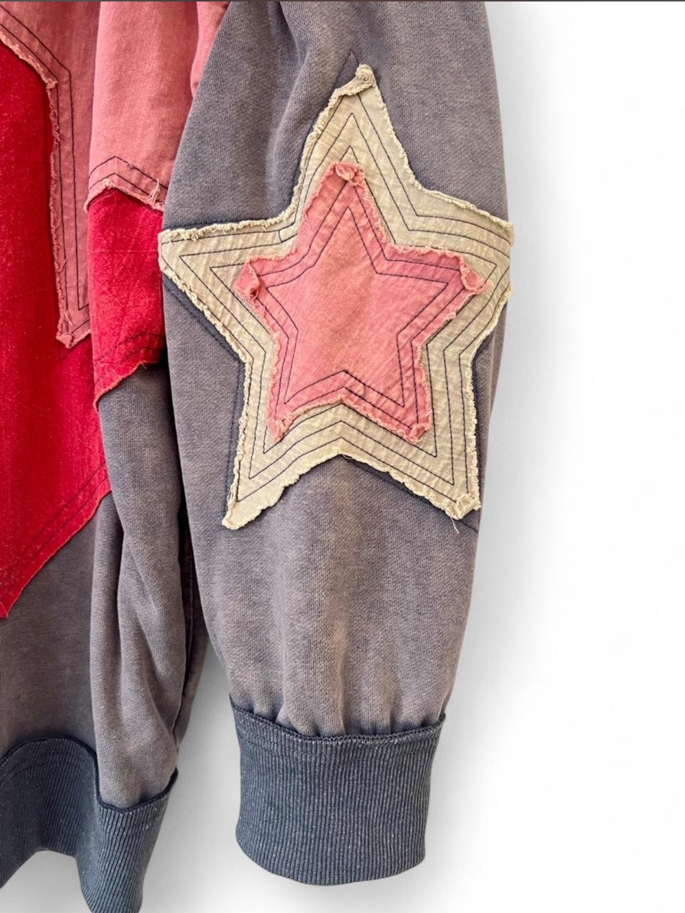 Oli & Hali Mineral Wash Star Patchwork Pullover Sweatshirt Jogger Pants Set Boho - Picture 5 of 11